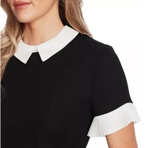 CeCe Color Blocked Collared Blouse